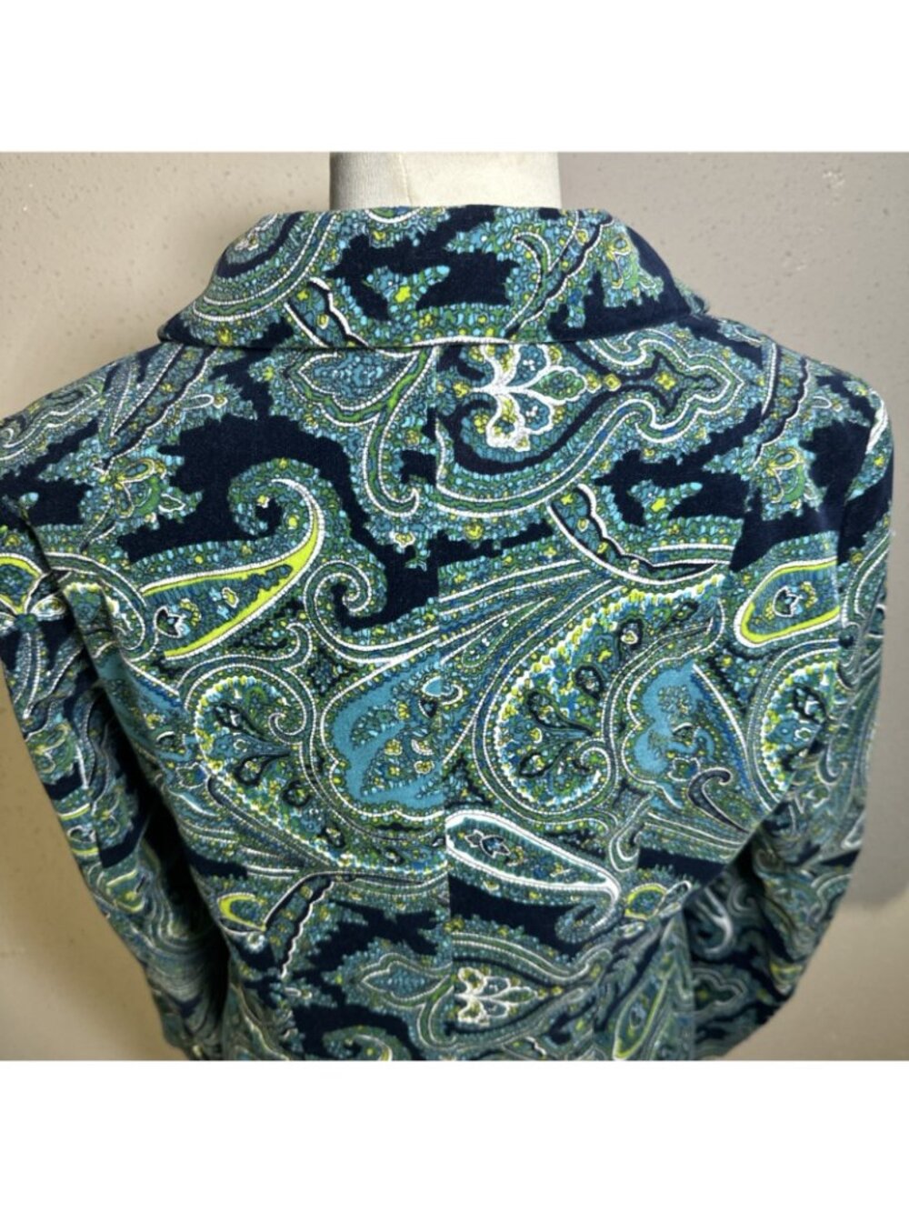 Vintage Talbots Size 10 Petite Paisley Printed Velvet Single Breasted Blazer - Picture 15 of 16